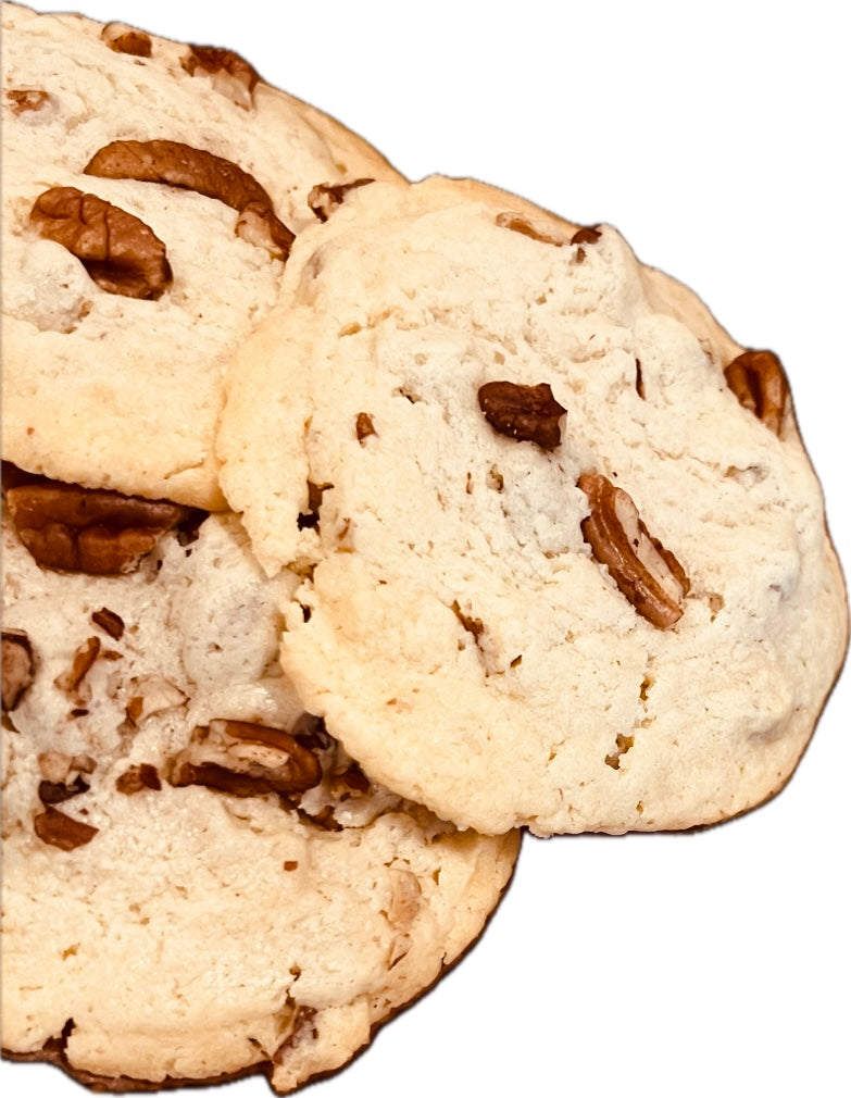 Cream cheese with pecan cookies individually wrapped.